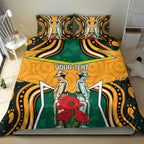 Australia Wallabies Rugby ANZAC Custom Bedding Set Poppy Soldier With Aboriginal Dots Art