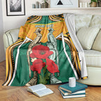 Australia Wallabies Rugby ANZAC Custom Blanket Poppy Soldier With Aboriginal Dots Art