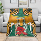 Australia Wallabies Rugby ANZAC Custom Blanket Poppy Soldier With Aboriginal Dots Art