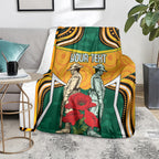 Australia Wallabies Rugby ANZAC Custom Blanket Poppy Soldier With Aboriginal Dots Art