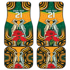 Australia Wallabies Rugby ANZAC Custom Car Mats Poppy Soldier With Aboriginal Dots Art