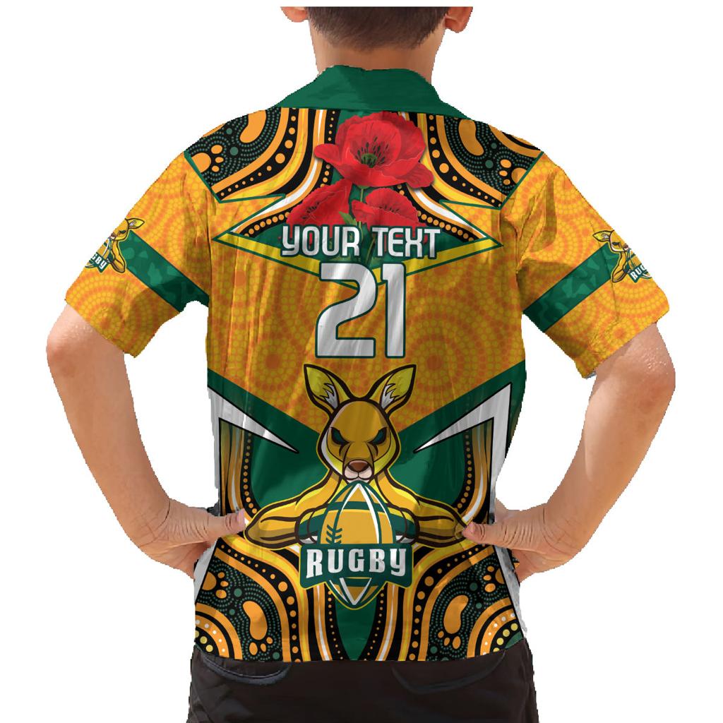 Australia Wallabies Rugby ANZAC Custom Family Matching Mermaid Dress and Hawaiian Shirt Poppy Soldier With Aboriginal Dots Art