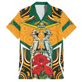 Australia Wallabies Rugby ANZAC Custom Family Matching Off Shoulder Long Sleeve Dress and Hawaiian Shirt Poppy Soldier With Aboriginal Dots Art