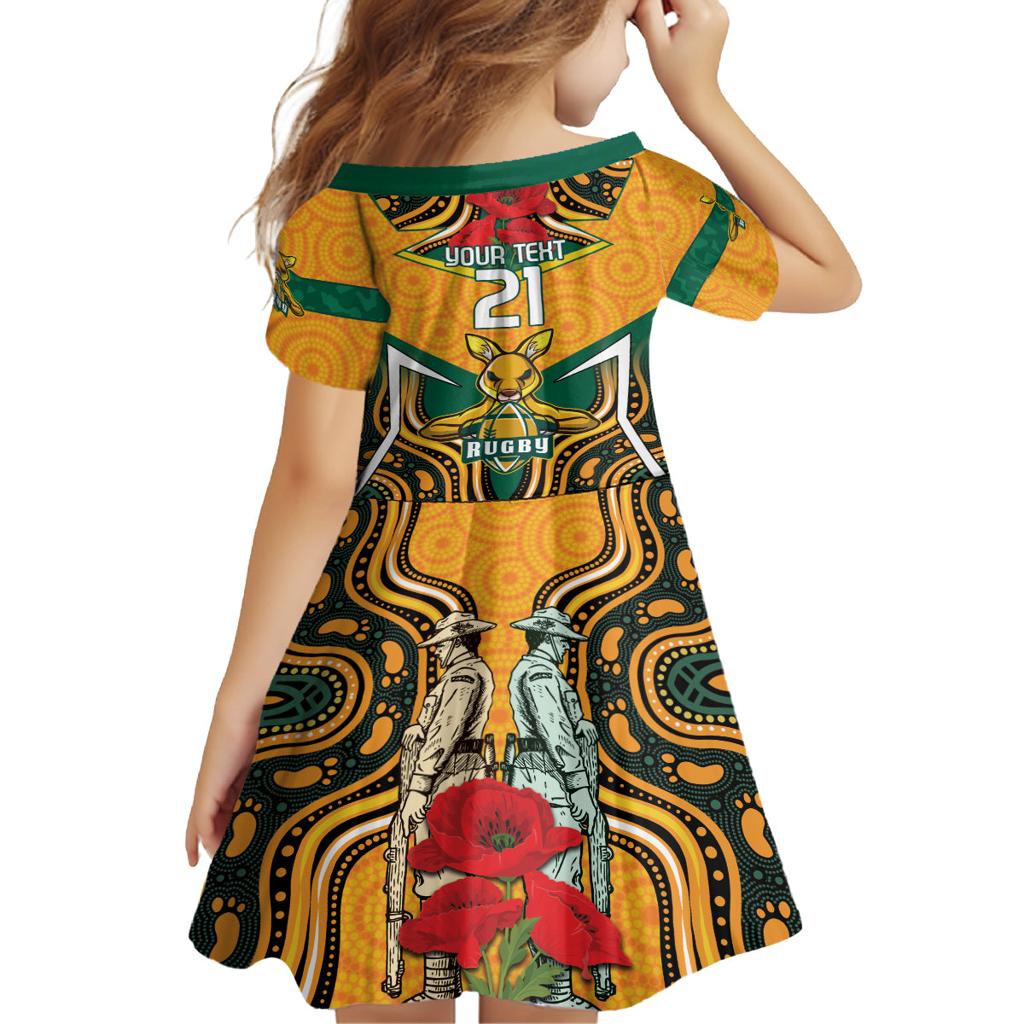 Australia Wallabies Rugby ANZAC Custom Family Matching Off Shoulder Maxi Dress and Hawaiian Shirt Poppy Soldier With Aboriginal Dots Art