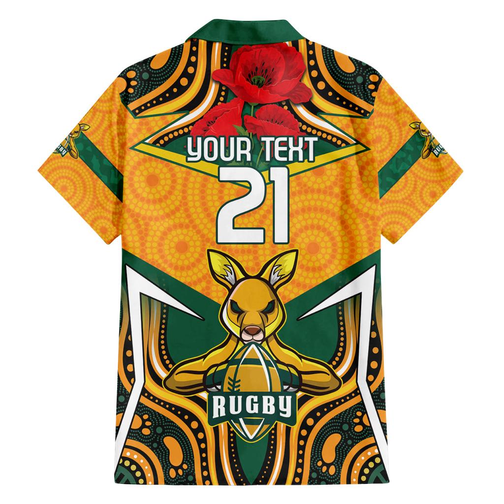 Australia Wallabies Rugby ANZAC Custom Family Matching Off Shoulder Short Dress and Hawaiian Shirt Poppy Soldier With Aboriginal Dots Art
