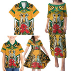 Australia Wallabies Rugby ANZAC Custom Family Matching Puletasi and Hawaiian Shirt Poppy Soldier With Aboriginal Dots Art