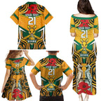 Australia Wallabies Rugby ANZAC Custom Family Matching Puletasi and Hawaiian Shirt Poppy Soldier With Aboriginal Dots Art