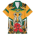 Australia Wallabies Rugby ANZAC Custom Family Matching Short Sleeve Bodycon Dress and Hawaiian Shirt Poppy Soldier With Aboriginal Dots Art