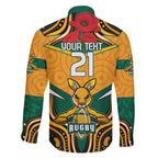 Australia Wallabies Rugby ANZAC Custom Family Matching Short Sleeve Bodycon Dress and Hawaiian Shirt Poppy Soldier With Aboriginal Dots Art