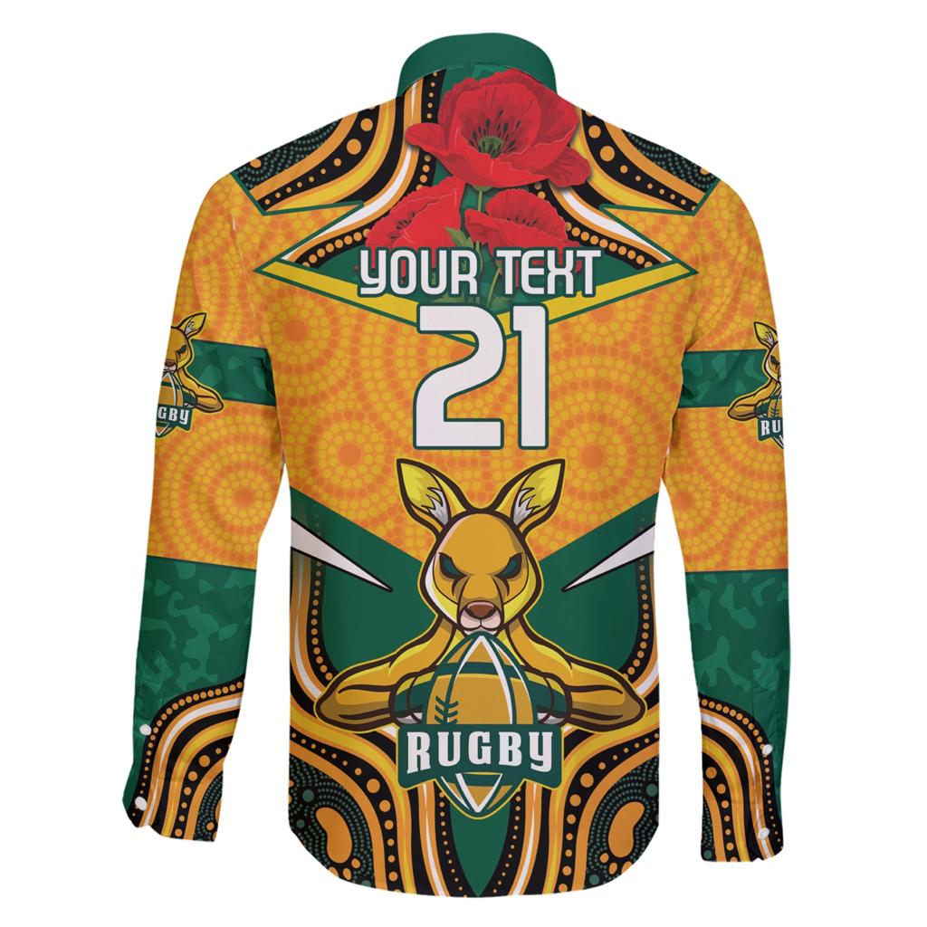 Australia Wallabies Rugby ANZAC Custom Family Matching Short Sleeve Bodycon Dress and Hawaiian Shirt Poppy Soldier With Aboriginal Dots Art
