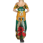 Australia Wallabies Rugby ANZAC Custom Family Matching Summer Maxi Dress and Hawaiian Shirt Poppy Soldier With Aboriginal Dots Art