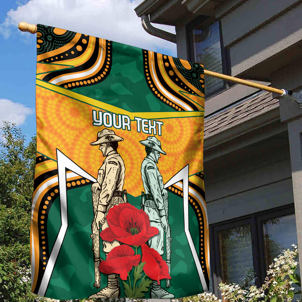 Australia Wallabies Rugby ANZAC Custom Garden Flag Poppy Soldier With Aboriginal Dots Art