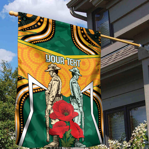 Australia Wallabies Rugby ANZAC Custom Garden Flag Poppy Soldier With Aboriginal Dots Art