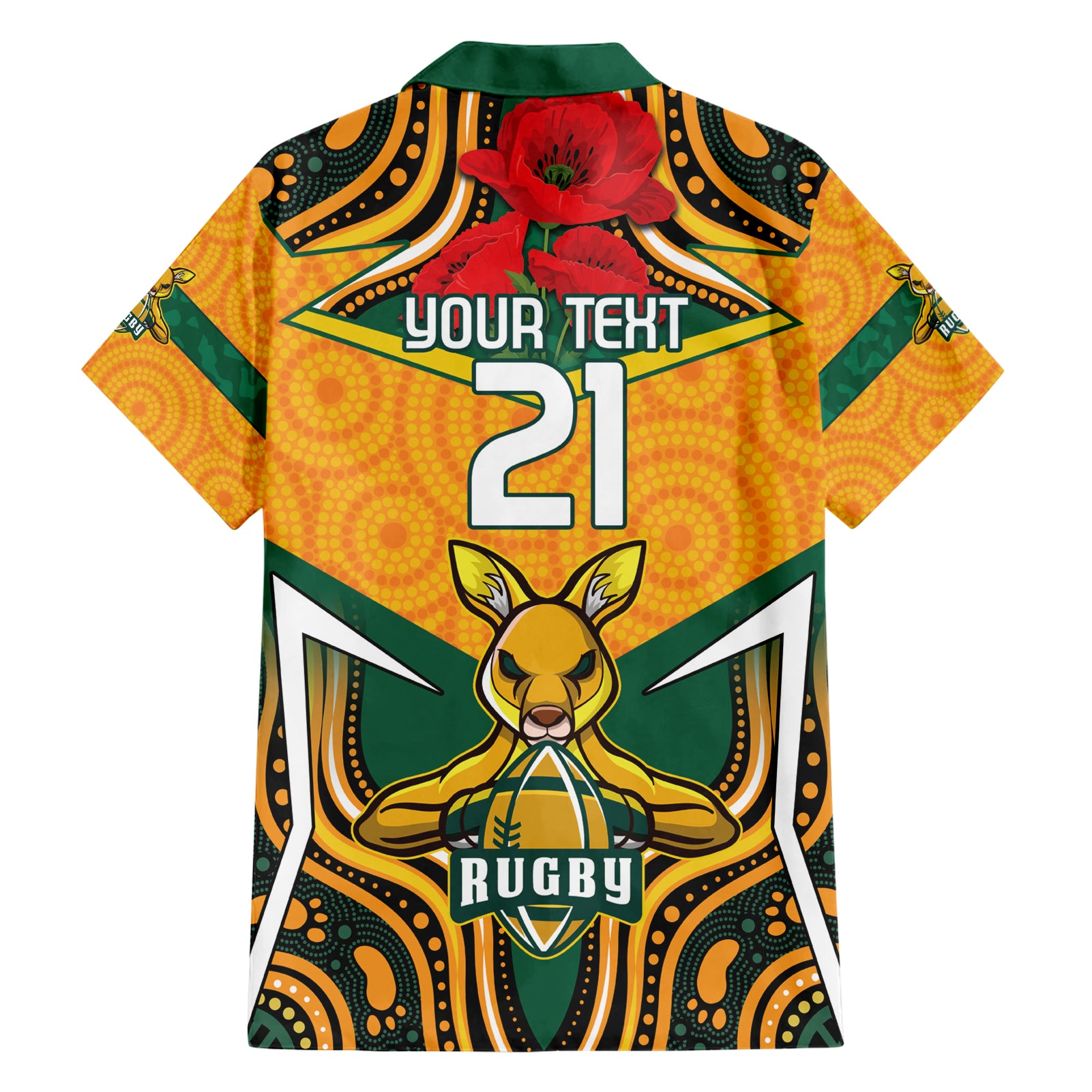 Australia Wallabies Rugby ANZAC Custom Hawaiian Shirt Poppy Soldier With Aboriginal Dots Art