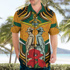 Australia Wallabies Rugby ANZAC Custom Hawaiian Shirt Poppy Soldier With Aboriginal Dots Art