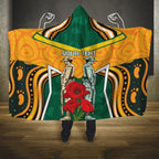 Australia Wallabies Rugby ANZAC Custom Hooded Blanket Poppy Soldier With Aboriginal Dots Art