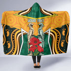 Australia Wallabies Rugby ANZAC Custom Hooded Blanket Poppy Soldier With Aboriginal Dots Art
