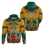 Australia Wallabies Rugby ANZAC Custom Hoodie Poppy Soldier With Aboriginal Dots Art