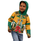 Australia Wallabies Rugby ANZAC Custom Kid Hoodie Poppy Soldier With Aboriginal Dots Art