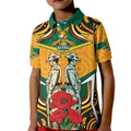 Australia Wallabies Rugby ANZAC Custom Kid Polo Shirt Poppy Soldier With Aboriginal Dots Art