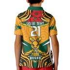 Australia Wallabies Rugby ANZAC Custom Kid Polo Shirt Poppy Soldier With Aboriginal Dots Art