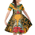 Australia Wallabies Rugby ANZAC Custom Kid Short Sleeve Dress Poppy Soldier With Aboriginal Dots Art