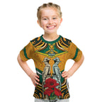 Australia Wallabies Rugby ANZAC Custom Kid T Shirt Poppy Soldier With Aboriginal Dots Art