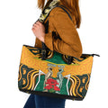 Australia Wallabies Rugby ANZAC Custom Leather Tote Bag Poppy Soldier With Aboriginal Dots Art