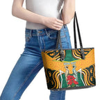 Australia Wallabies Rugby ANZAC Custom Leather Tote Bag Poppy Soldier With Aboriginal Dots Art