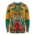 Australia Wallabies Rugby ANZAC Custom Long Sleeve Shirt Poppy Soldier With Aboriginal Dots Art