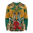 Australia Wallabies Rugby ANZAC Custom Long Sleeve Shirt Poppy Soldier With Aboriginal Dots Art