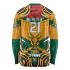 Australia Wallabies Rugby ANZAC Custom Long Sleeve Shirt Poppy Soldier With Aboriginal Dots Art