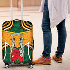 Australia Wallabies Rugby ANZAC Custom Luggage Cover Poppy Soldier With Aboriginal Dots Art