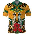 Australia Wallabies Rugby ANZAC Custom Polo Shirt Poppy Soldier With Aboriginal Dots Art
