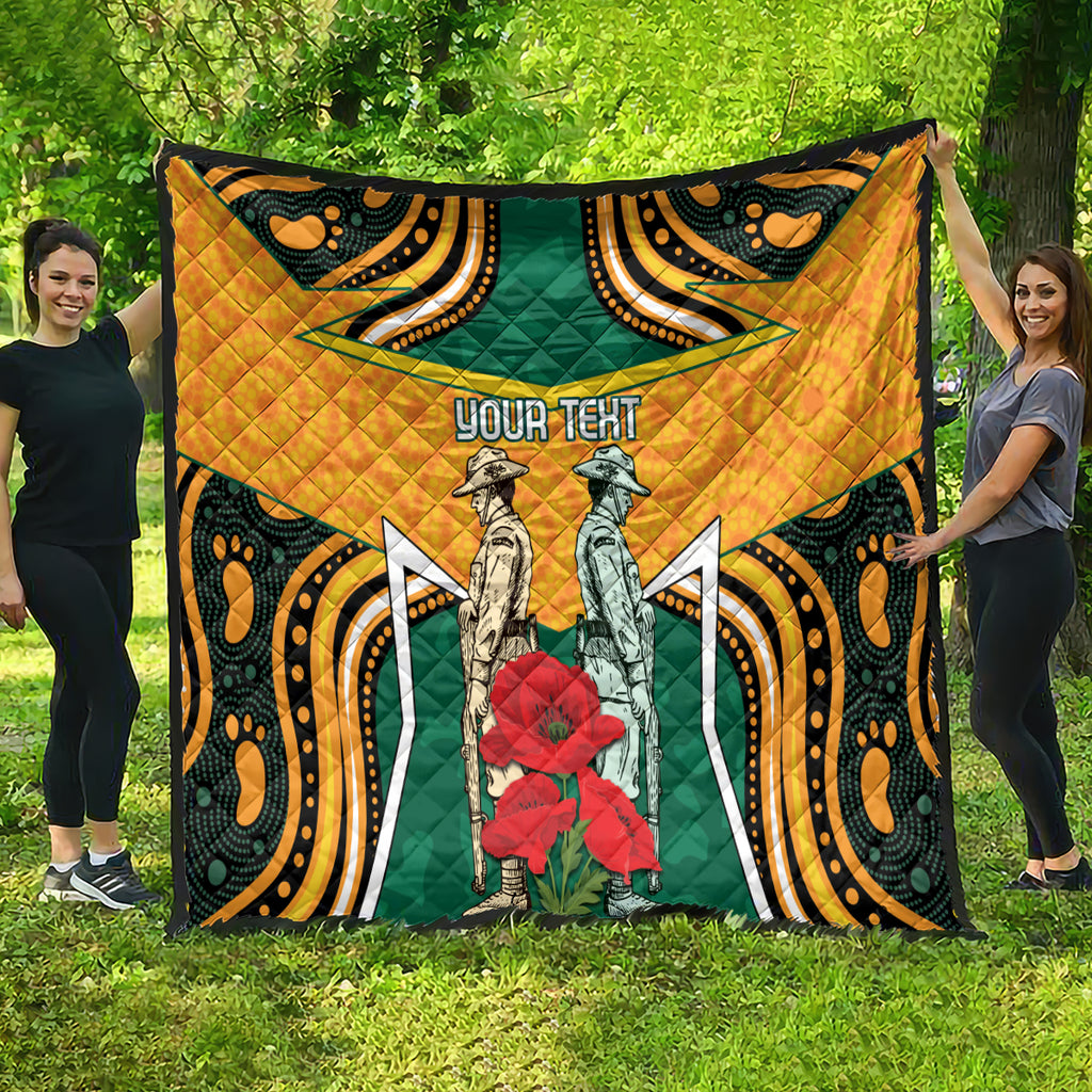 Australia Wallabies Rugby ANZAC Custom Quilt Poppy Soldier With Aboriginal Dots Art