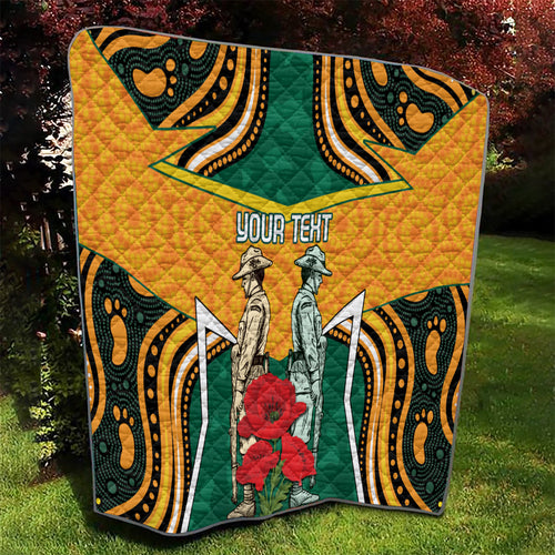 Australia Wallabies Rugby ANZAC Custom Quilt Poppy Soldier With Aboriginal Dots Art