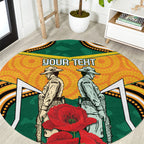 Australia Wallabies Rugby ANZAC Custom Round Carpet Poppy Soldier With Aboriginal Dots Art