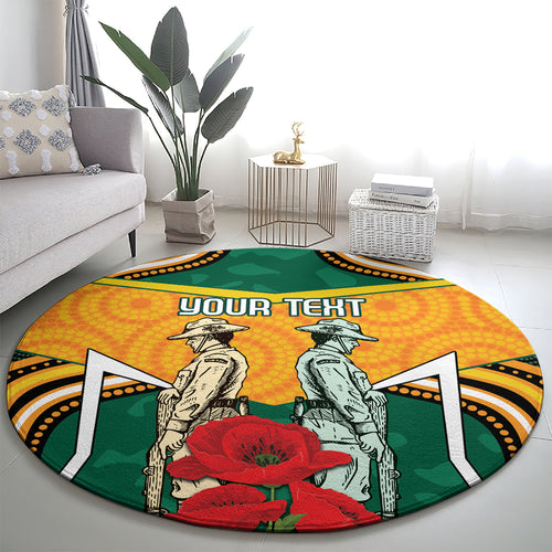Australia Wallabies Rugby ANZAC Custom Round Carpet Poppy Soldier With Aboriginal Dots Art
