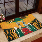 Australia Wallabies Rugby ANZAC Custom Rubber Doormat Poppy Soldier With Aboriginal Dots Art