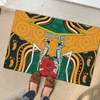 Australia Wallabies Rugby ANZAC Custom Rubber Doormat Poppy Soldier With Aboriginal Dots Art