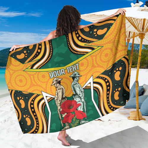 Australia Wallabies Rugby ANZAC Custom Sarong Poppy Soldier With Aboriginal Dots Art