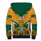 Australia Wallabies Rugby ANZAC Custom Sherpa Hoodie Poppy Soldier With Aboriginal Dots Art