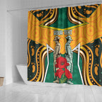 Australia Wallabies Rugby ANZAC Custom Shower Curtain Poppy Soldier With Aboriginal Dots Art