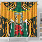 Australia Wallabies Rugby ANZAC Custom Shower Curtain Poppy Soldier With Aboriginal Dots Art