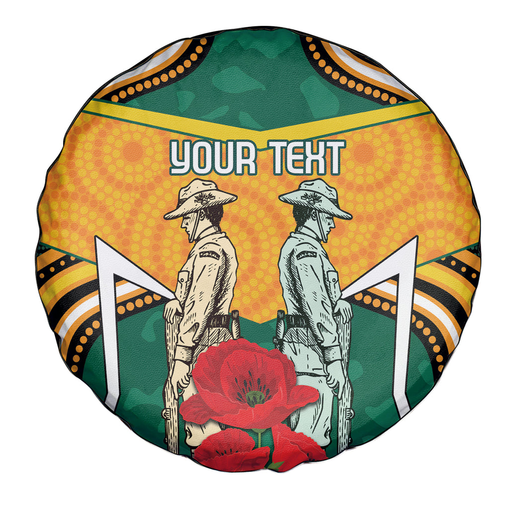 Australia Wallabies Rugby ANZAC Custom Spare Tire Cover Poppy Soldier With Aboriginal Dots Art