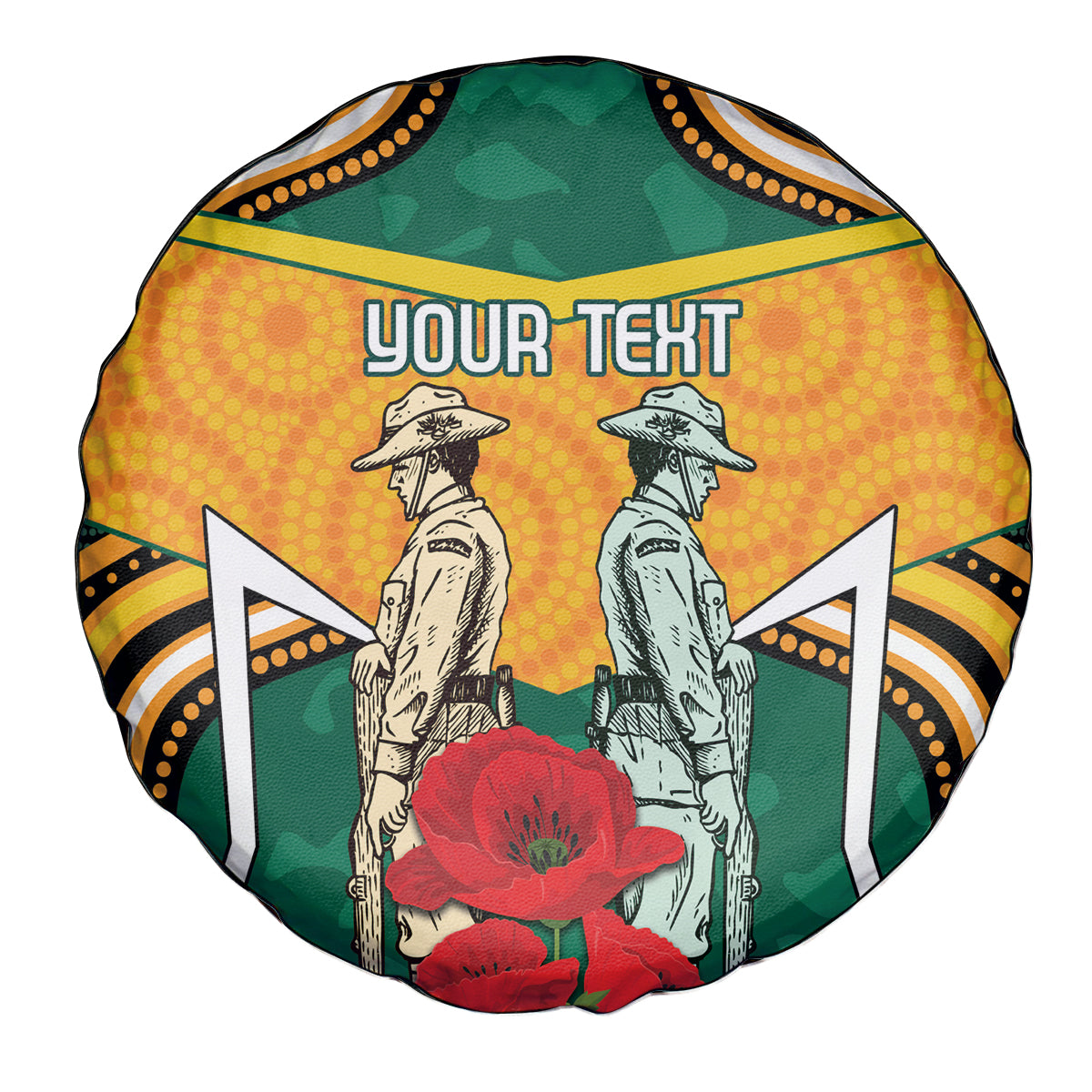 Australia Wallabies Rugby ANZAC Custom Spare Tire Cover Poppy Soldier With Aboriginal Dots Art