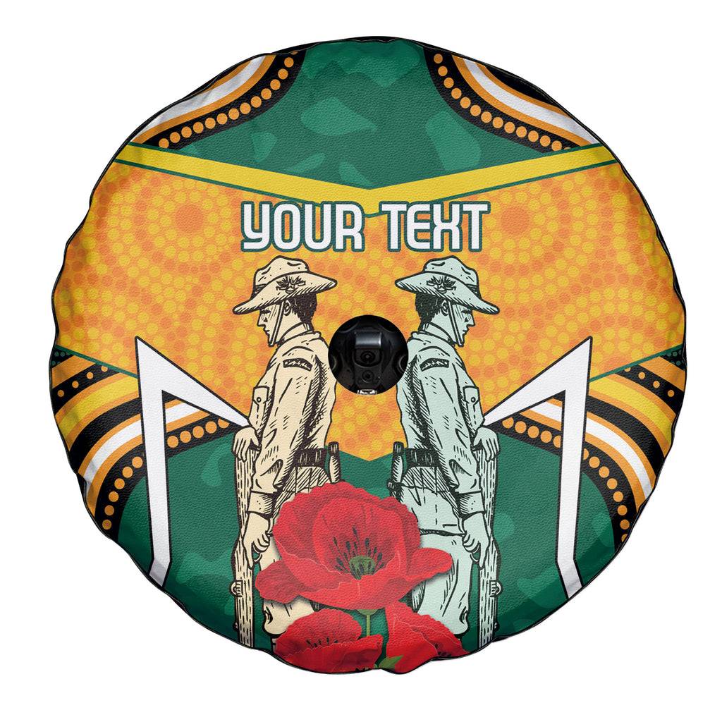 Australia Wallabies Rugby ANZAC Custom Spare Tire Cover Poppy Soldier With Aboriginal Dots Art