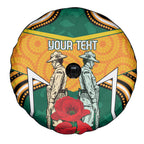 Australia Wallabies Rugby ANZAC Custom Spare Tire Cover Poppy Soldier With Aboriginal Dots Art