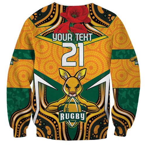 Australia Wallabies Rugby ANZAC Custom Sweatshirt Poppy Soldier With Aboriginal Dots Art
