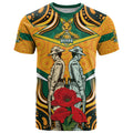Australia Wallabies Rugby ANZAC Custom T Shirt Poppy Soldier With Aboriginal Dots Art